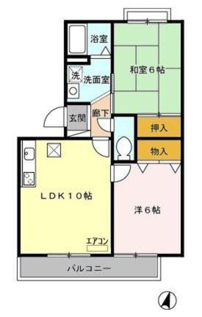 プリムヴェール壱番館(2LDK/1階)の間取り写真