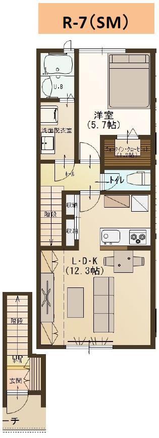 ユーソニアン・前川東B(1LDK/1階)の間取り写真