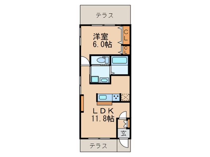 ボナヴィータ成城(1LDK/1階)の間取り写真