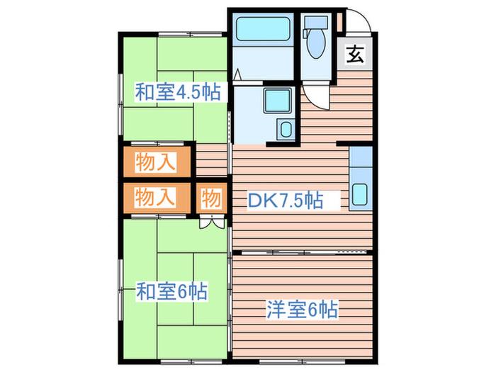 コーポS(3DK/1階)の間取り写真