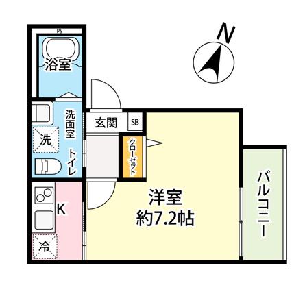 カッソーロ秋津(1K/2階)の間取り写真