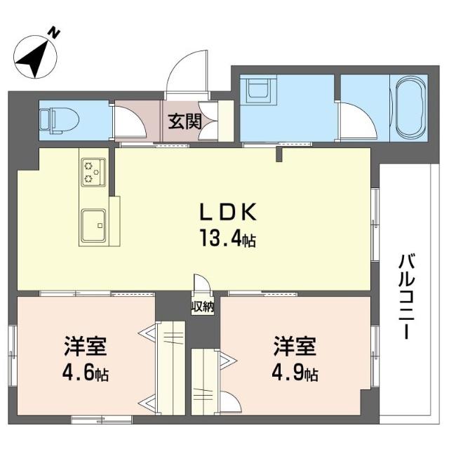 プリエ ボヌール(2LDK/4階)の間取り写真