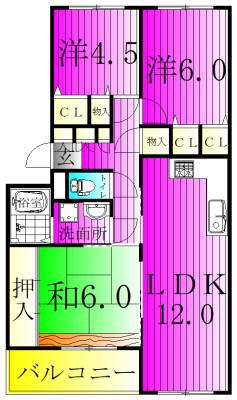 INOVE松戸六高台B(3LDK/2階)の間取り写真