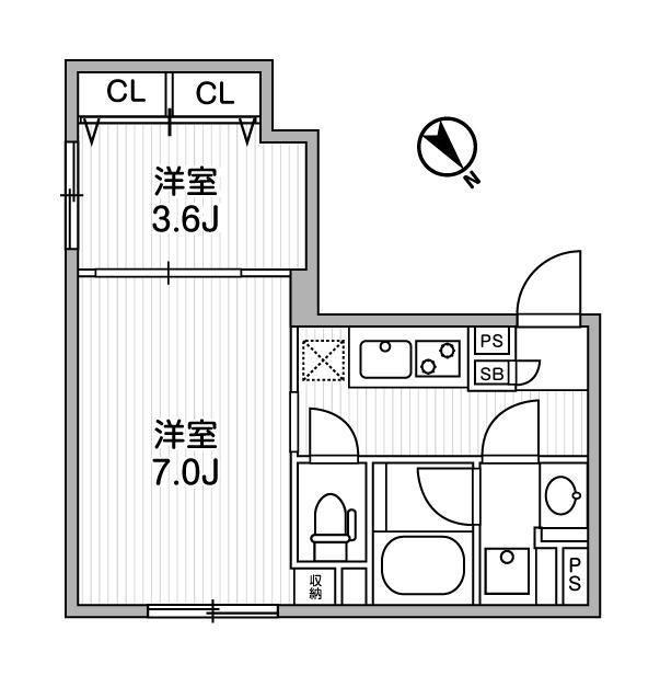 ラヴィエール滝野川(2K/1階)の間取り写真