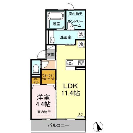 TARURU(1LDK/3階)の間取り写真