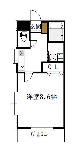 エアフォルク恒久(1K/2階)の間取り写真
