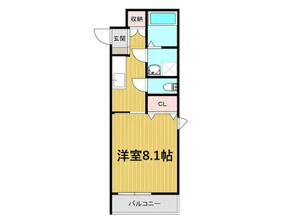 ドゥエルイン小白川II(1K/3階)の間取り写真