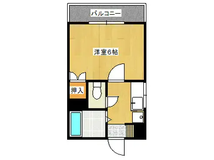 鹿児島市電谷山線 荒田八幡駅 徒歩4分 5階建 築31年(1K/3階)の間取り写真