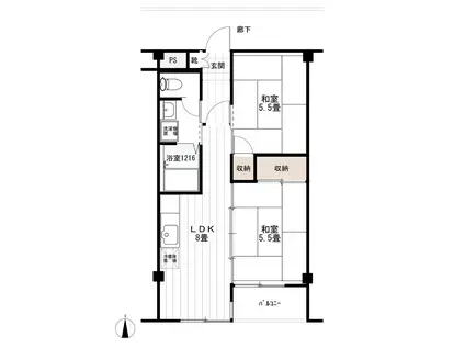 シティパル若宮1番館(2DK/2階)の間取り写真