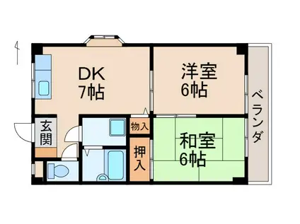 シャールス園部(2DK/3階)の間取り写真