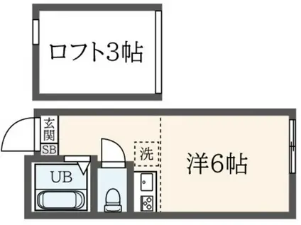 ユナイト山手ロミー・シュナイダー(ワンルーム/2階)の間取り写真
