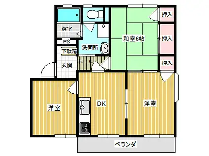 ジュネス小林(3DK/2階)の間取り写真