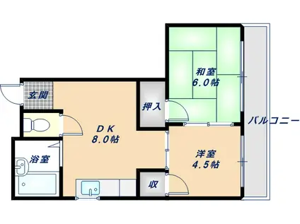 ロイヤルレジデンス(2DK/3階)の間取り写真