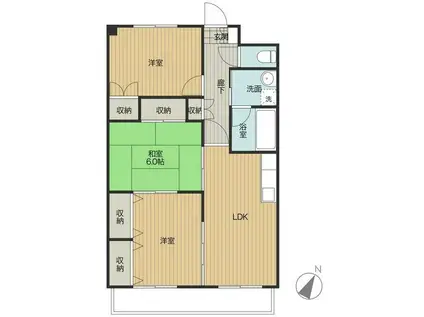 レルフェ白枝(3LDK/1階)の間取り写真