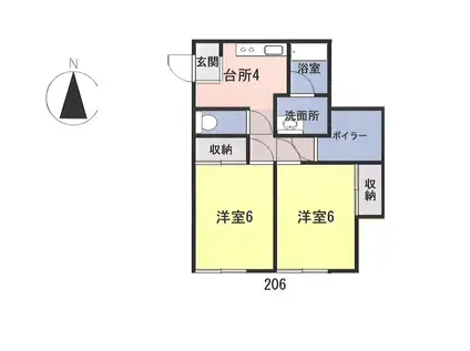 プレデンシア天童(2DK/2階)の間取り写真