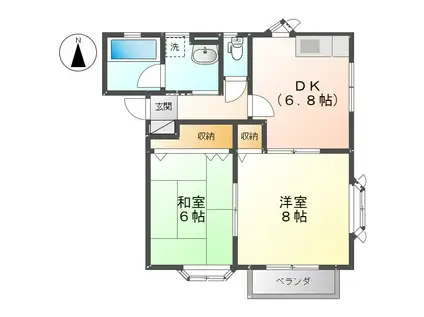 フリーグレンスガーデンミューリエI(2DK/1階)の間取り写真