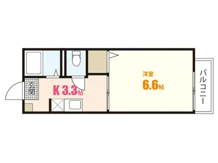 ウエストヒルズD(1K/1階)の間取り写真
