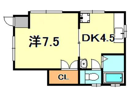 ミントハイツII(1DK/1階)の間取り写真