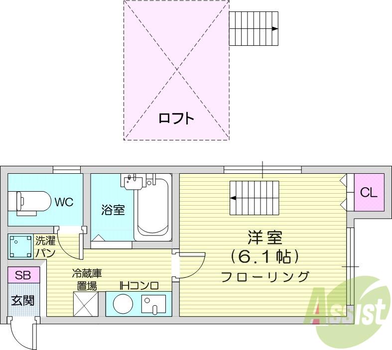 エスペランサ東照宮(1K/1階)の間取り写真