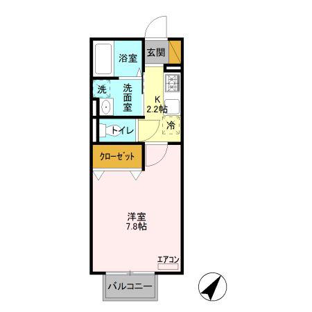 D-ROOM24 B(1K/1階)の間取り写真