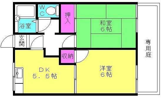 リバティハイツ(2DK/2階)の間取り写真
