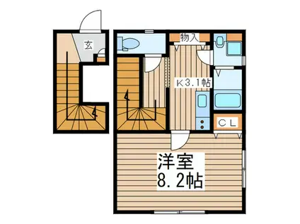 イーズ国見1(1K/2階)の間取り写真