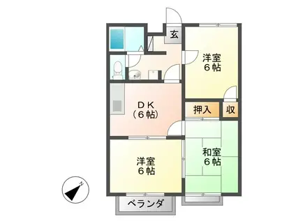 メゾンヒルサイド(3DK/1階)の間取り写真