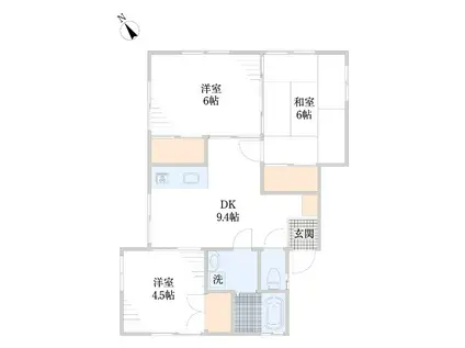 コクラヤハイツ(3DK/1階)の間取り写真