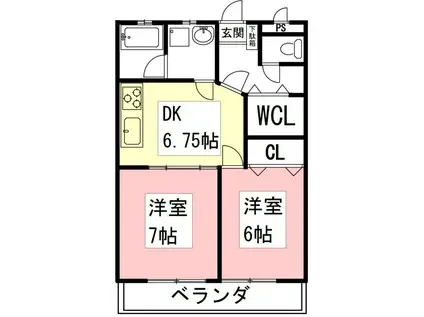 LIS・TRESOR(2DK/2階)の間取り写真