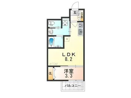 H-MAISON塚本III(1LDK/1階)の間取り写真