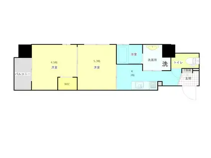 ラ・フェリス下到津(2K/9階)の間取り写真