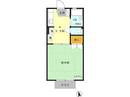 コンフォールUMINO(1K/1階)の間取り写真