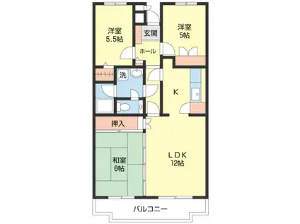 サニークレスト港南(3LDK/4階)の間取り写真