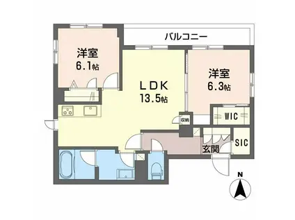 シャーメゾン ロッシュ ル ポン II(2LDK/2階)の間取り写真