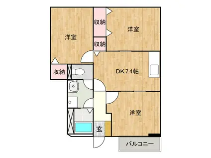 クレール(3DK/1階)の間取り写真