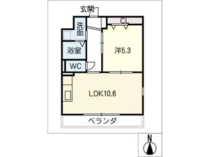 塔世西裏MSビル(1LDK/3階)の間取り写真