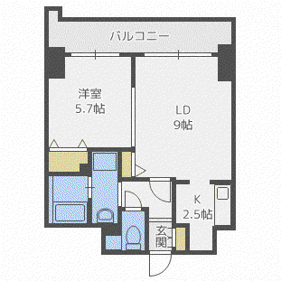 ティアラタワー中島倶楽部(1LDK/9階)の間取り写真