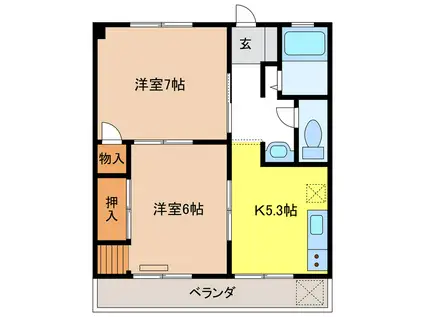 リフォルテほづみ(2K/1階)の間取り写真