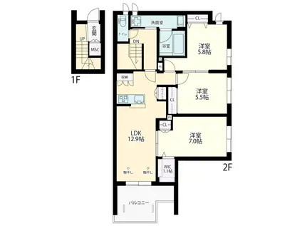 プリマベーラ(3LDK/2階)の間取り写真