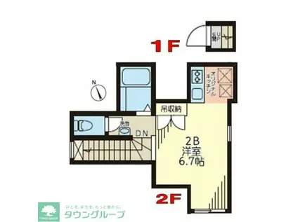 クレアシオン(ワンルーム/2階)の間取り写真