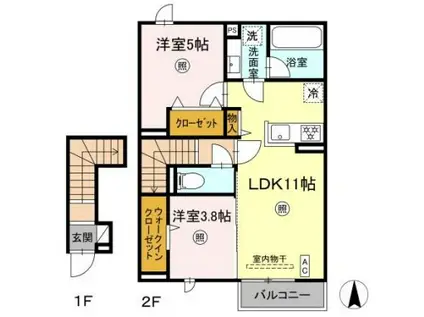 D-ROOM TK(2LDK/2階)の間取り写真