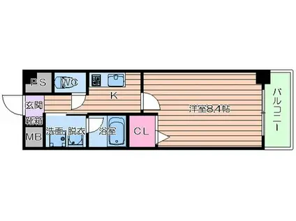 メゾンプロムナード(1K/1階)の間取り写真