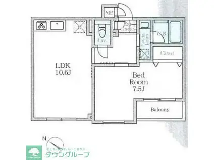 メゾンドエム(1LDK/2階)の間取り写真