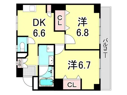 センプレヴィータ南甲子園ー(2DK/3階)の間取り写真