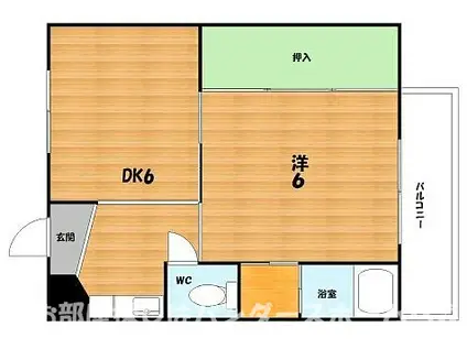 ビレッジハウス星ヶ丘(1DK/2階)の間取り写真