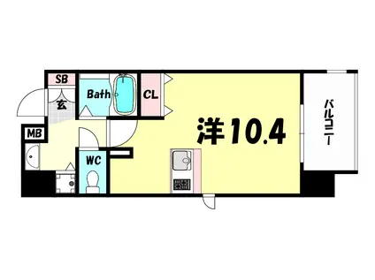 PRESSANCE三宮花時計前(1K/10階)の間取り写真