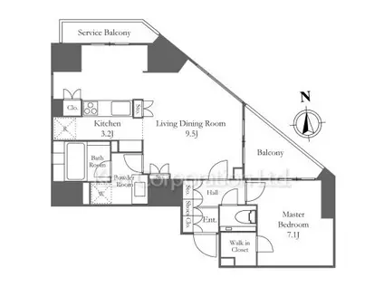 サンウッド広尾(1LDK/13階)の間取り写真