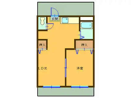 ハイツ立川(1LDK/3階)の間取り写真