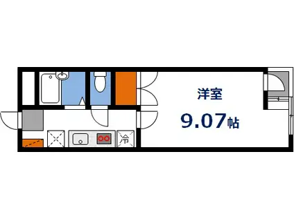 ルアール国光(1K/9階)の間取り写真