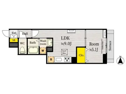 CELESTIA KAMISAGINOMIYA(1LDK/1階)の間取り写真